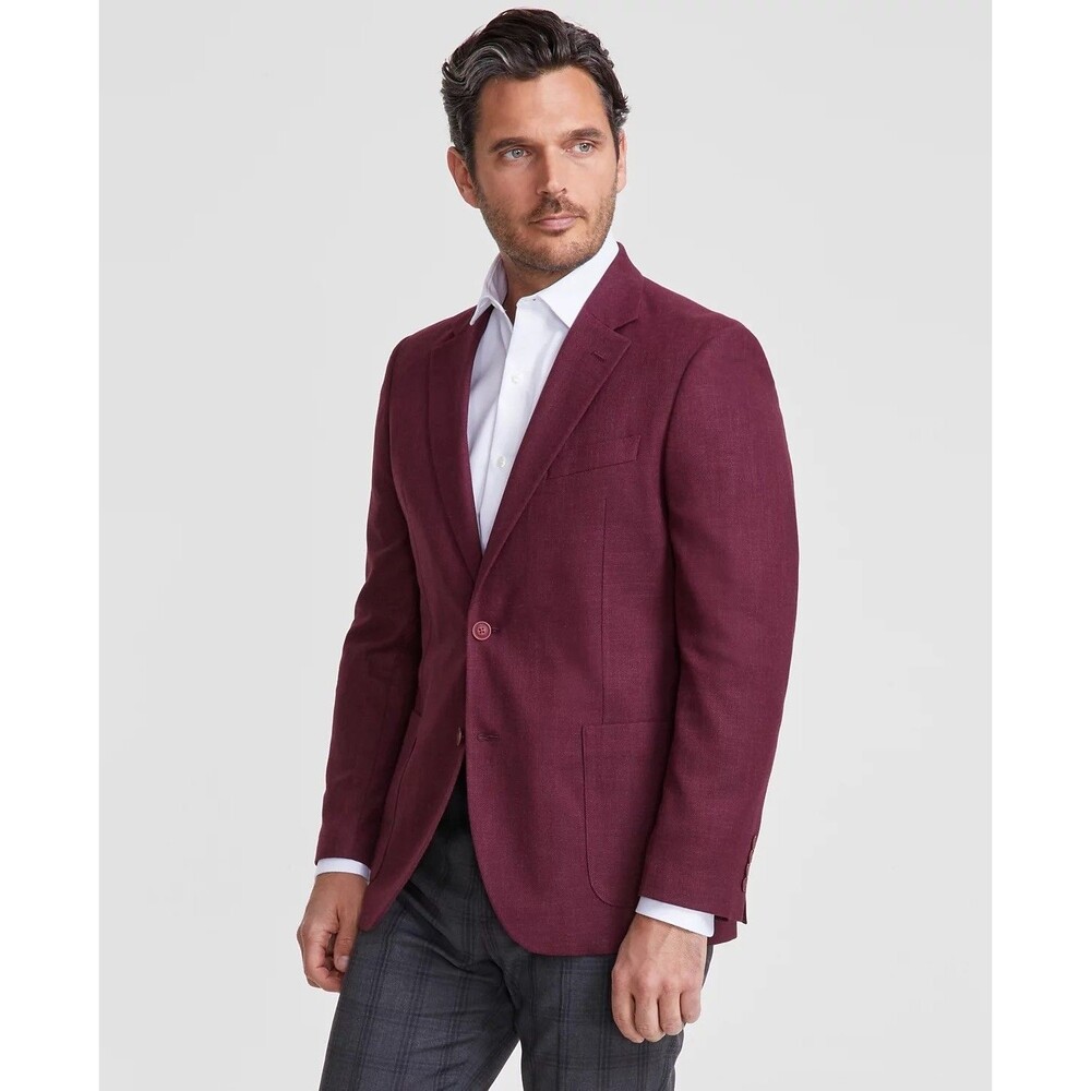 $295 NEW NAUTICA MENS 40S SOLID BURGUNDY MODERN BLAZER SPORT COAT SUIT JACKET